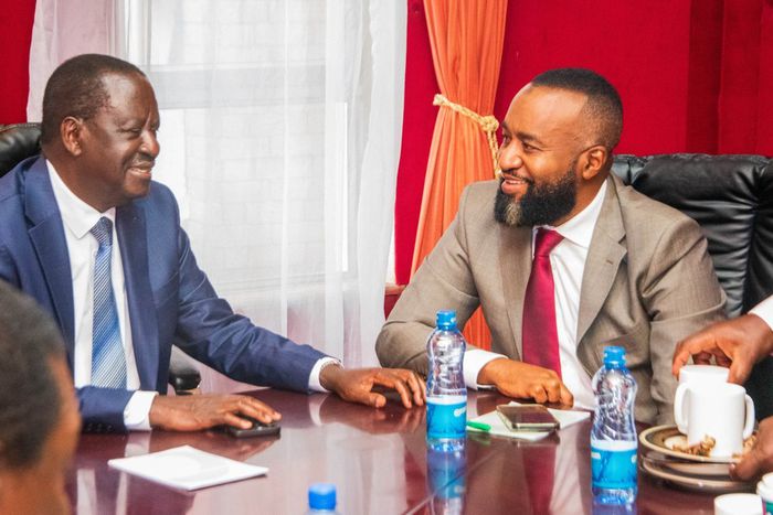ODM leader Raila Odinga with former Governor Hassan Joho