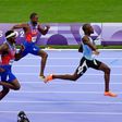 Letsile Tebogo winning the 200m race in the Paris 2024 Olympics