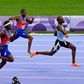 Letsile Tebogo winning the 200m race in the Paris 2024 Olympics