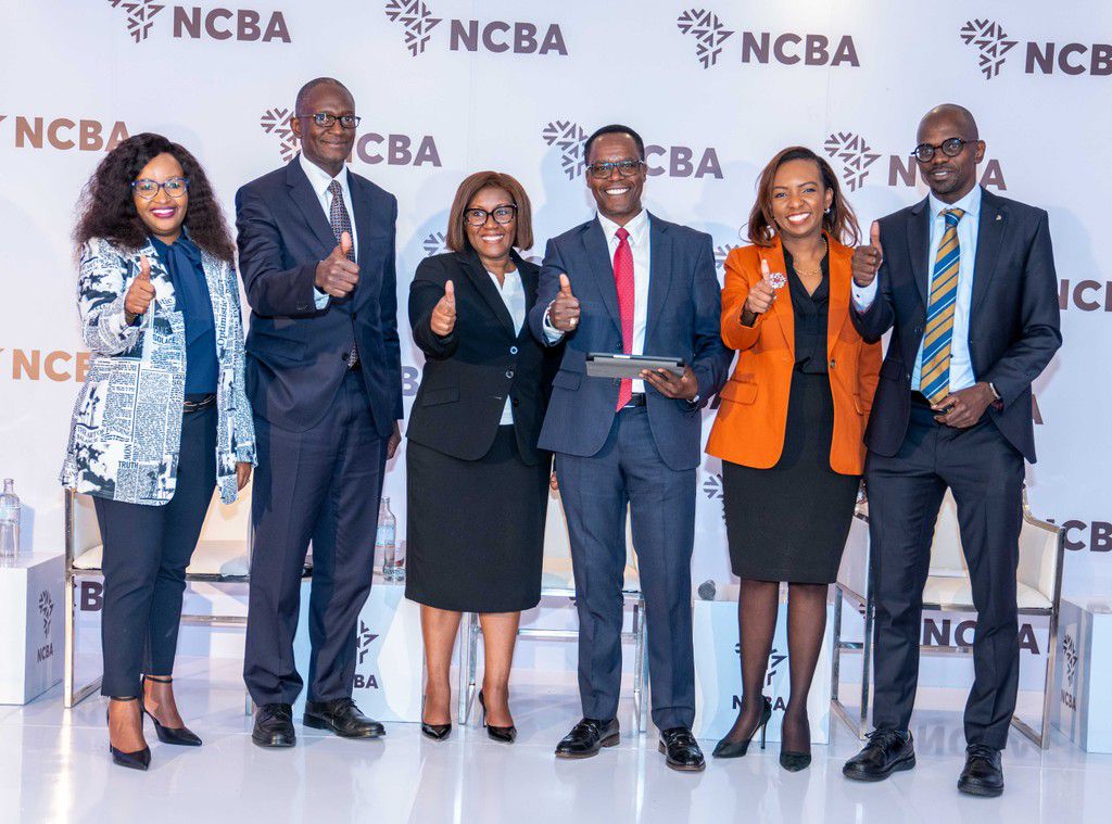 Nelly Wainaina, Group Director, Marketing, Communication and Citizenship, David Abwoga, NCBA Group Finance Director, Stella Njunge, AIG Kenya Managing Director John Gachora, NCBA Group Managing Director & CEO, Louisa Wandabwa, NCBA Director of Strategy and Chief of Staff Raphael Agung', NCBA Ag. Group Director Global Markets & Chief Economist