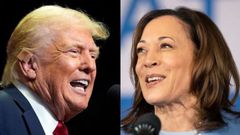 Collage image of former President Donald Trump and Vice President Kamala Harris.