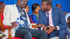 ODM Leader Raila Odinga with Senator Edwin Sifuna.