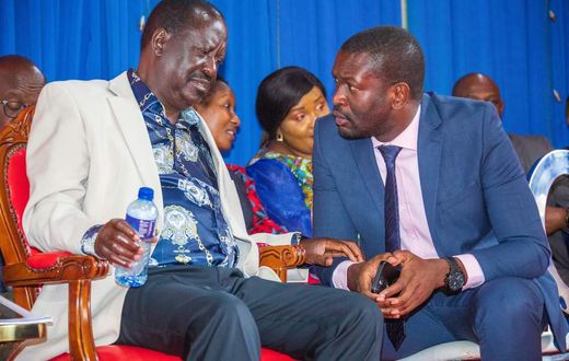 ODM Leader Raila Odinga with Senator Edwin Sifuna.