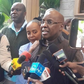 Jimi Wanjigi addressing the press alongside his wife Irene Nzisa Wanjigi after a raid at his Muthaiga home