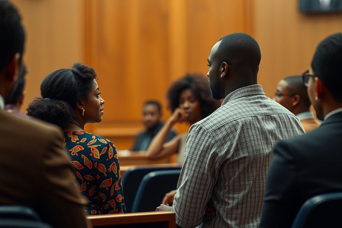 An AI generated image of a couple in court