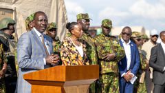 President William Ruto when he visited Kenyan Police officers deployed to Haiti under the UN-backed Multinational Security Support (MSS) mission on Saturday, September 21
