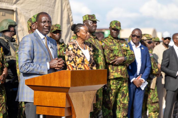 President William Ruto when he visited Kenyan Police officers deployed to Haiti under the UN-backed Multinational Security Support (MSS) mission on Saturday, September 21