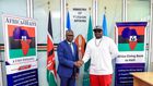 File image of Foreign Affairs Principal Secretary Dr. Korir Sing’oei with Khaligraph Jones who will be headlining the ‘Harmony for Haiti’ concert