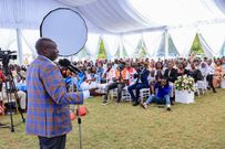 DP Gachagua addressing guests present at the wedding of Mr. Paul Wetosi and his lifetime partner Shiru Koimburi in Juja, Kiambu County. Shiru Koimburi is the is the daughter of Juja MP George Koimburi.