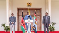 President William Ruto flanked by Deputy President Rigathi Gachagua & Prime CS Musalia Mudavadi