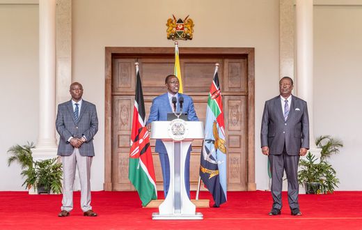 President William Ruto flanked by Deputy President Rigathi Gachagua & Prime CS Musalia Mudavadi