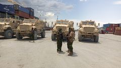 Kenyan officers who are part of the Multinational Special Security Mission in Haiti
