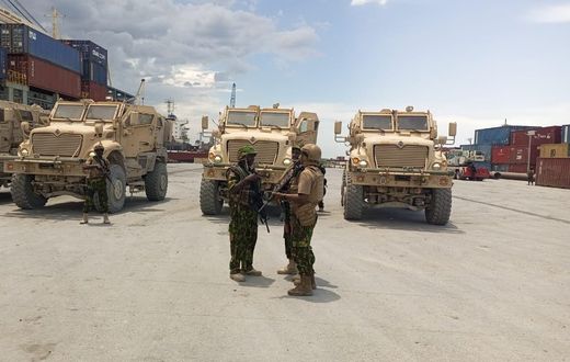 Kenyan officers who are part of the Multinational Special Security Mission in Haiti