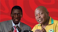 KNUT Secretary-General Collins Oyuu  and KUPPET Secretary-General Akelo Misori