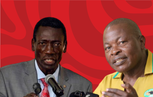 KNUT Secretary-General Collins Oyuu  and KUPPET Secretary-General Akelo Misori
