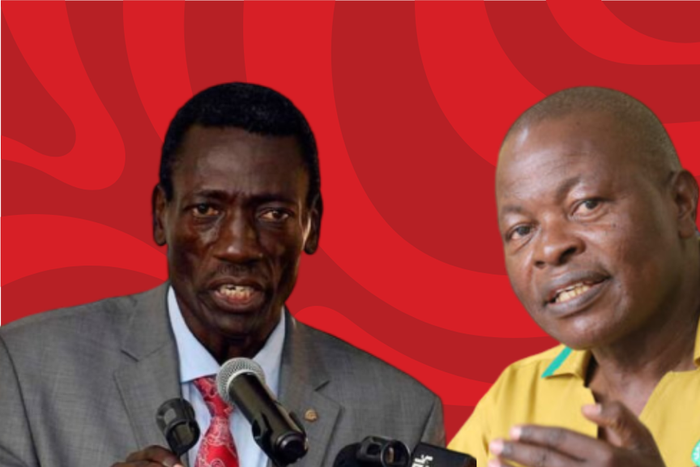 KNUT Secretary-General Collins Oyuu  and KUPPET Secretary-General Akelo Misori