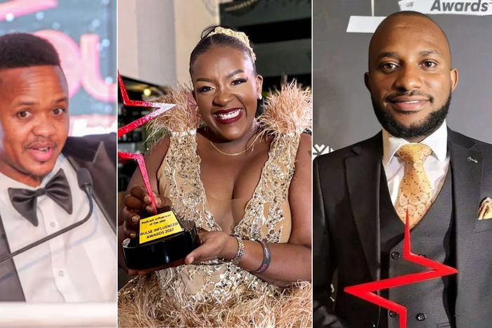 Holy Dave, Murugi Munyi and Tom Daktari holding their Pulse Influencer Awards plaques