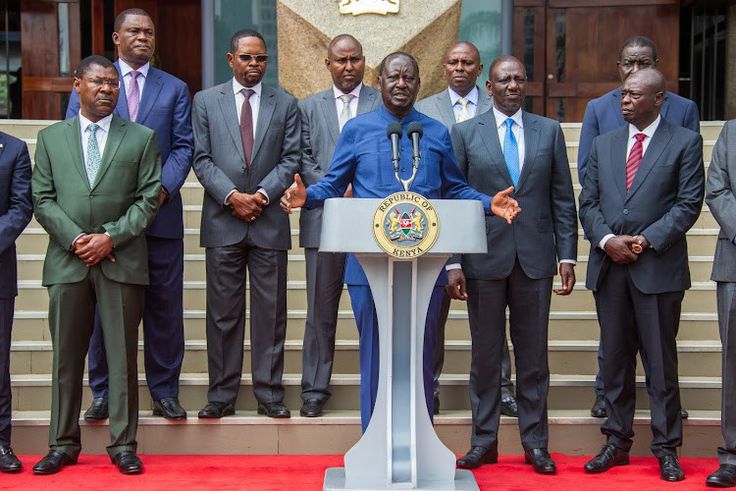 Raila Odinga speaks on the steps of the KICC where he and President William Ruto announced to the country that the National Multi-Sectoral Forum will start talks on July 15, 2024