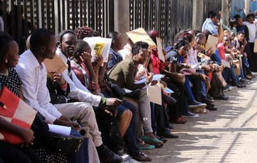 Jobseekers queue for interviews in Nairobi in the past. (Photo: Courtesy)