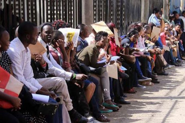 Jobseekers queue for interviews in Nairobi in the past. (Photo: Courtesy)