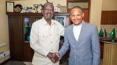 ODM leader Raila Odinga with Embakasi East MP Babu Owino