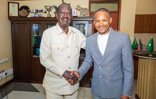 ODM leader Raila Odinga with Embakasi East MP Babu Owino