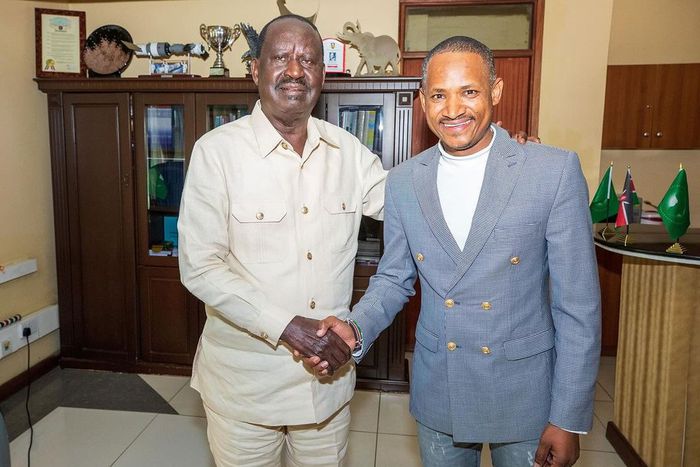 ODM leader Raila Odinga with Embakasi East MP Babu Owino