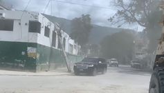 Haiti Prime Minister Garry Conille convoy at the general hospital in Port-au-Prince