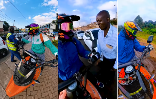 Nairobi biker interacting with random Nairobians