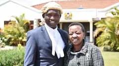 Nick Ruto with his mother Rachel Ruto