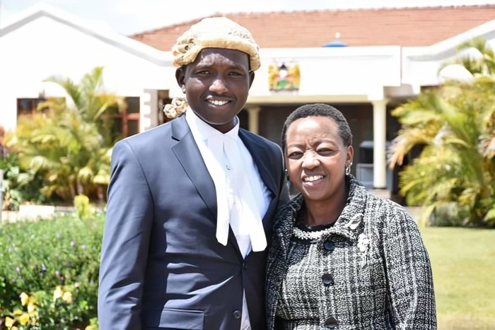 Nick Ruto with his mother Rachel Ruto