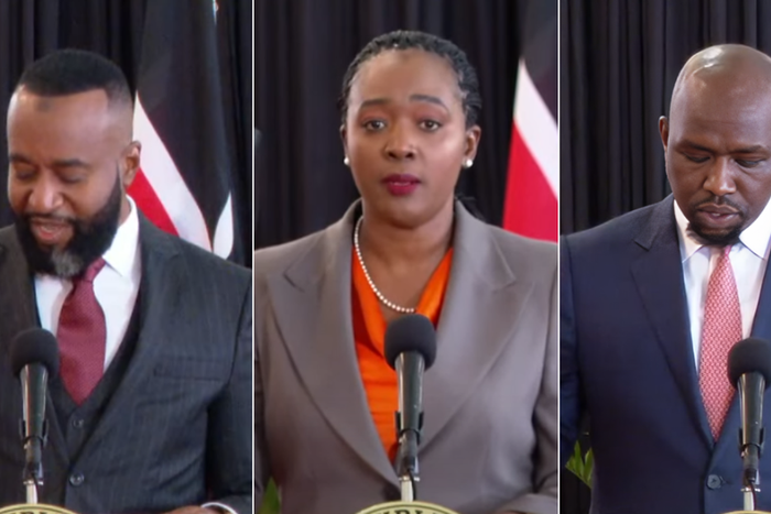 CS Hassan Joho, Roslinda Soipan Tuya and Kipchumba Murkomen