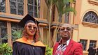 Maurine Kabu with her father Simon Kabu on her graduation