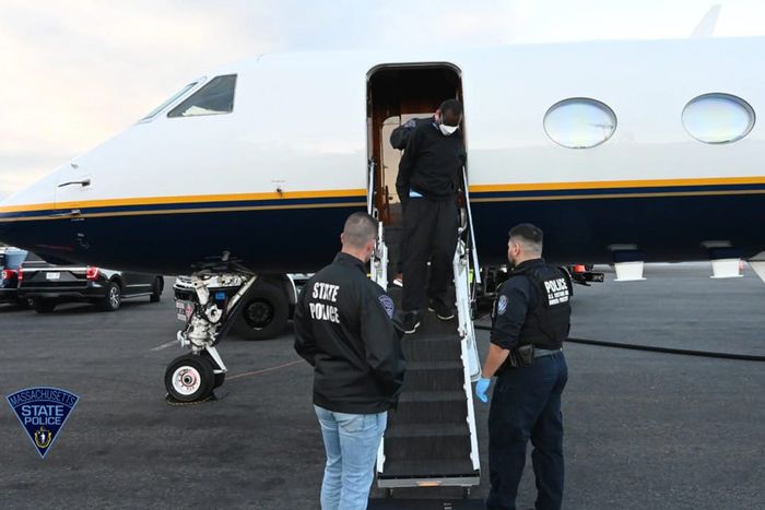 Kevin Kangethe being received in Boston U.S. after extradition