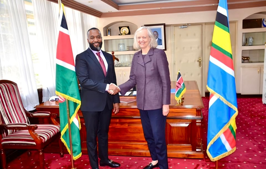 Cabinet Secretary for Mining, Blue Economy, and Maritime Affairs, Hassan Joho met with the United States Ambassador to Kenya Meg Whitman, at the Ministry's headquarters in Nairobi.