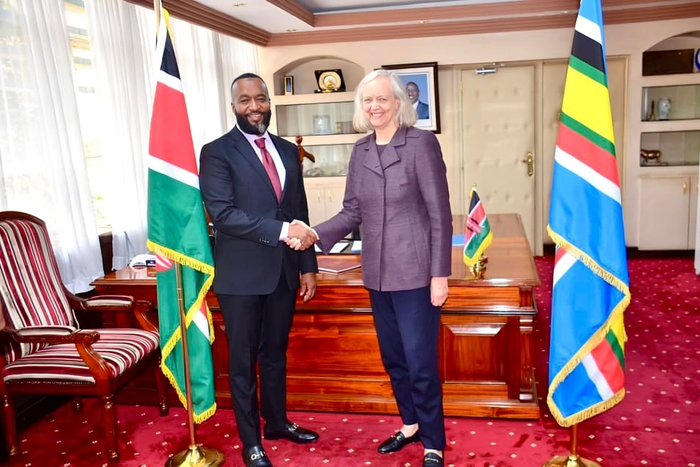 Cabinet Secretary for Mining, Blue Economy, and Maritime Affairs, Hassan Joho met with the United States Ambassador to Kenya Meg Whitman, at the Ministry's headquarters in Nairobi.