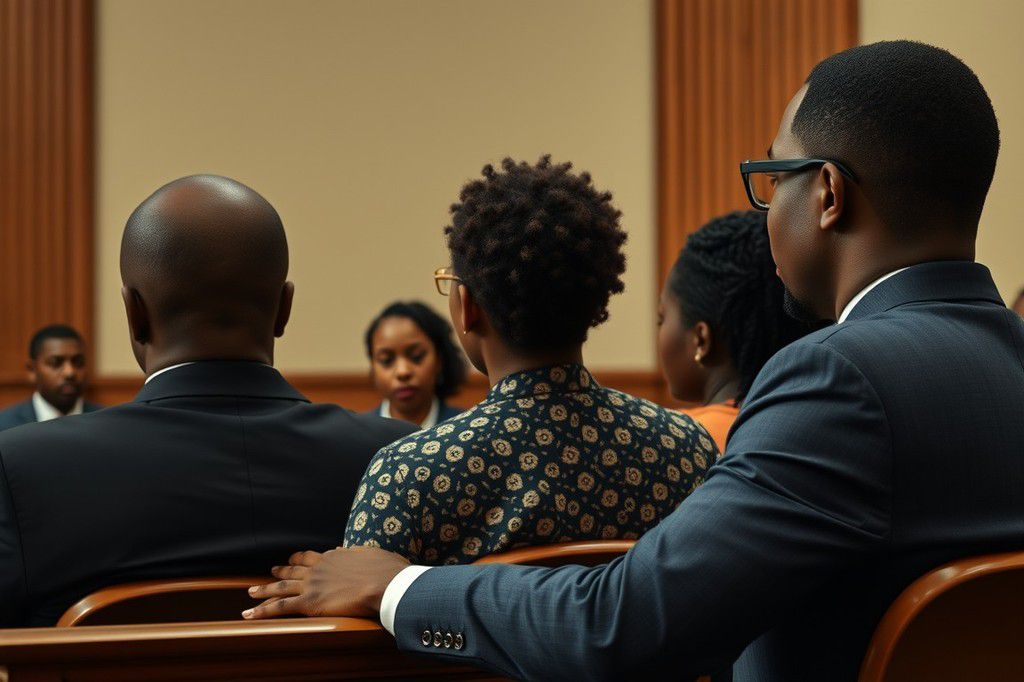 An AI generated image of a couple in court