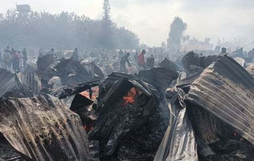 The aftermath of a fire that razed down Toi Market on Saturday