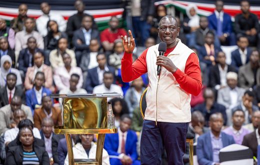 President William Ruto during a town hall on the Higher Education Government Student Scholarship university funding model held at KICC on August 25, 2024