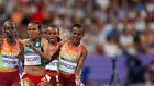 Faith Kipyegon and Gudaf Tsegay during the Paris 2024 Olympics 5,000 metres race