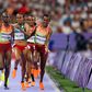 Faith Kipyegon and Gudaf Tsegay during the Paris 2024 Olympics 5,000 metres race