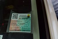 An insurance car sticker