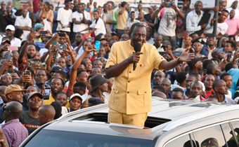 File image of President William Ruto addressing a crowd