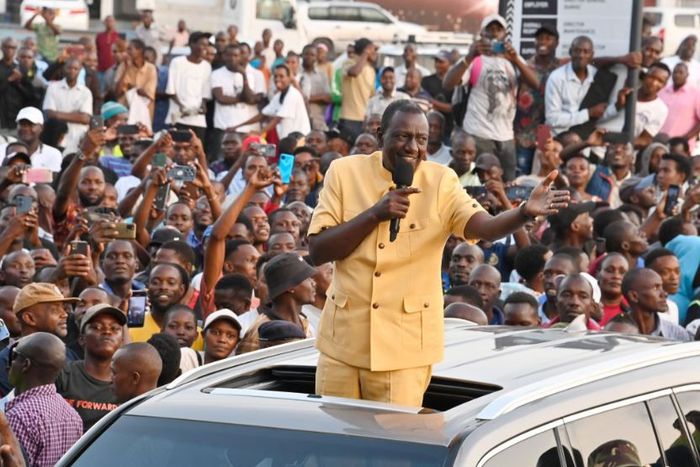 File image of President William Ruto addressing a crowd