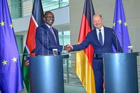 File image of President William Ruto (left) and German Chancellor Olaf Scholz (right)