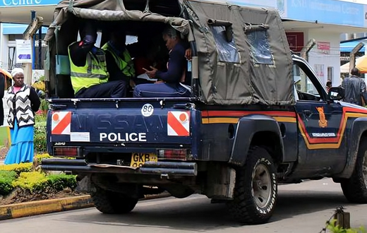 A Kenyan police vehicle