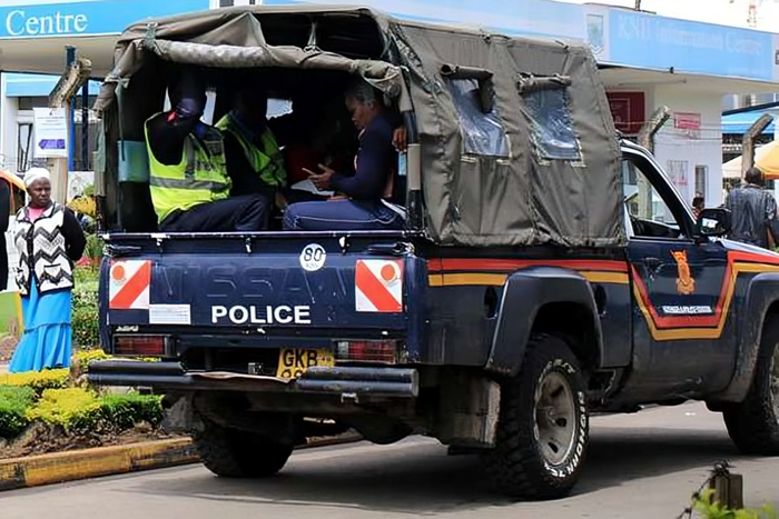 A Kenyan police vehicle