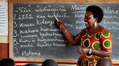 An AI-generated image of a classroom scene in a Kenyan school