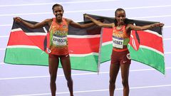 Beatrice Chebet and Faith Kipyegon during the 2024 Olympics in Paris