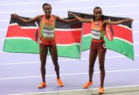 Beatrice Chebet and Faith Kipyegon during the 2024 Olympics in Paris